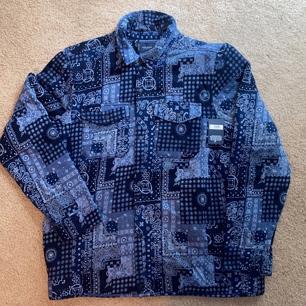 Lucky Brand Indigo Jersey Quilted Shirt Jacket XL NWT